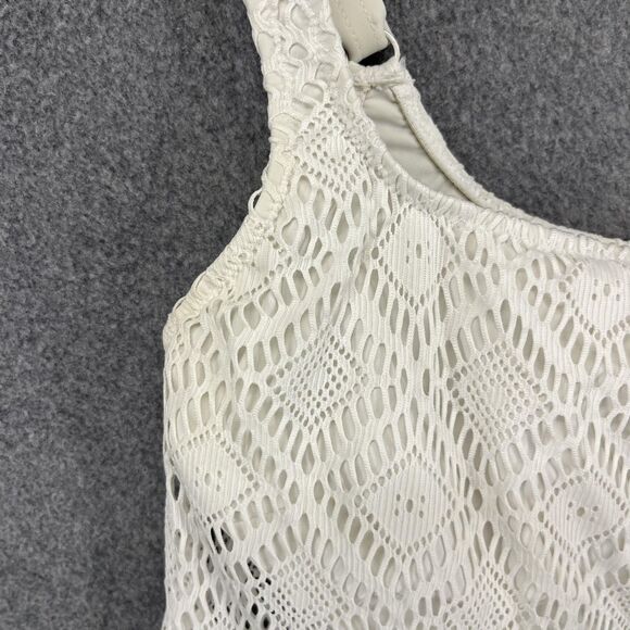 Profile by Gottex Tankini Top Womens 32D White Crochet Fringe Swimsuit 626-1D37 - Picture 5 of 15